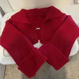 Red sweater crop